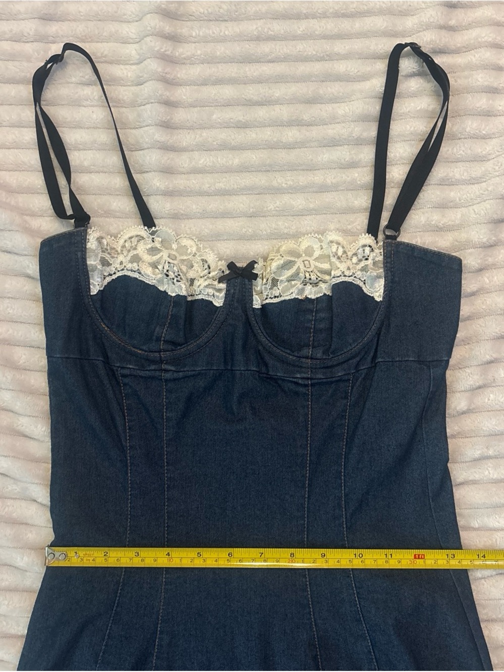 Dolce & Gabbana Denim Bustier Dress with Lace Trim - Picture 2 of 9